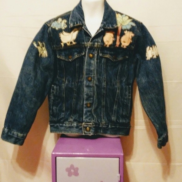 Vintage Tomorrow's Generation Kids Denim Animal Farm Patch Jacket Size 12 Unisex - Picture 6 of 8